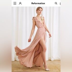 Reformation Blush Ruffle Wrap Dress